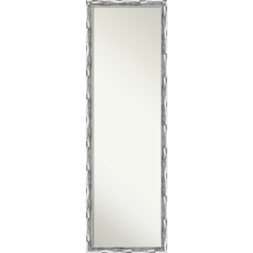 Non Beveled Full Length On The Door Mirror   Scratched Wave Frame   Scratched Wave Chrome   Outer Size: 16 x 50 in