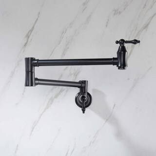 GIVING TREE Modern Wall Mount Faucet Pot Filler Faucet with Lever Blade Handle in Matte Black DTU8041HDMB