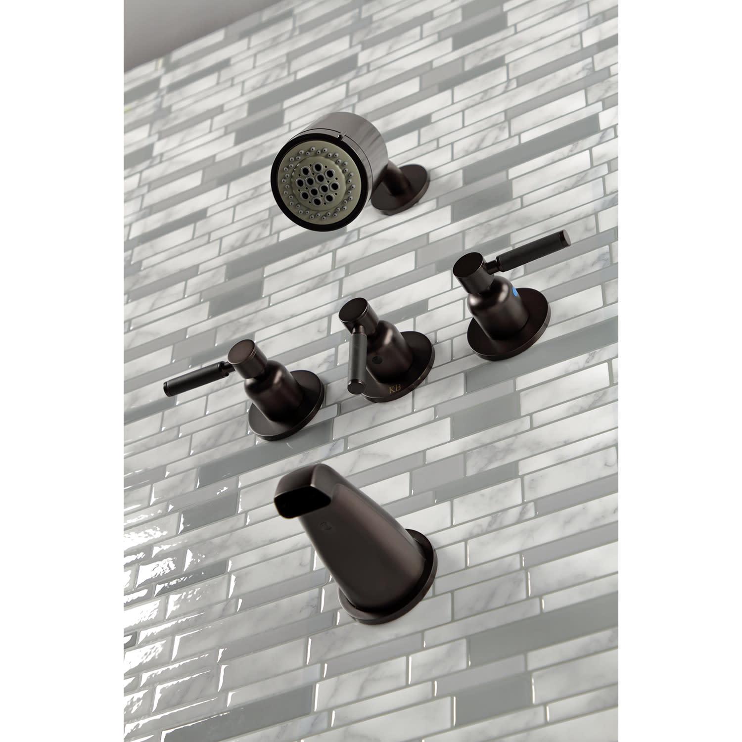 Kingston Brass KBX8130DKL Kaiser Three-Handle Tub and Shower Faucet， Matte Black