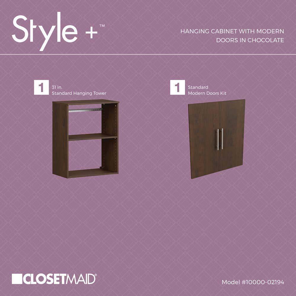 ClosetMaid Style+ 14.59 in. D x 25.12 in. W x 31.28 in. H Chocolate Laundry Room Floating Cabinet Kit with Modern Doors 10000-02194