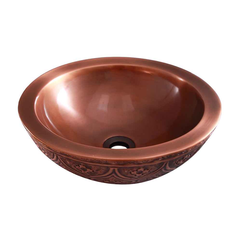 Addie Round Embossed Copper Vessel Sink