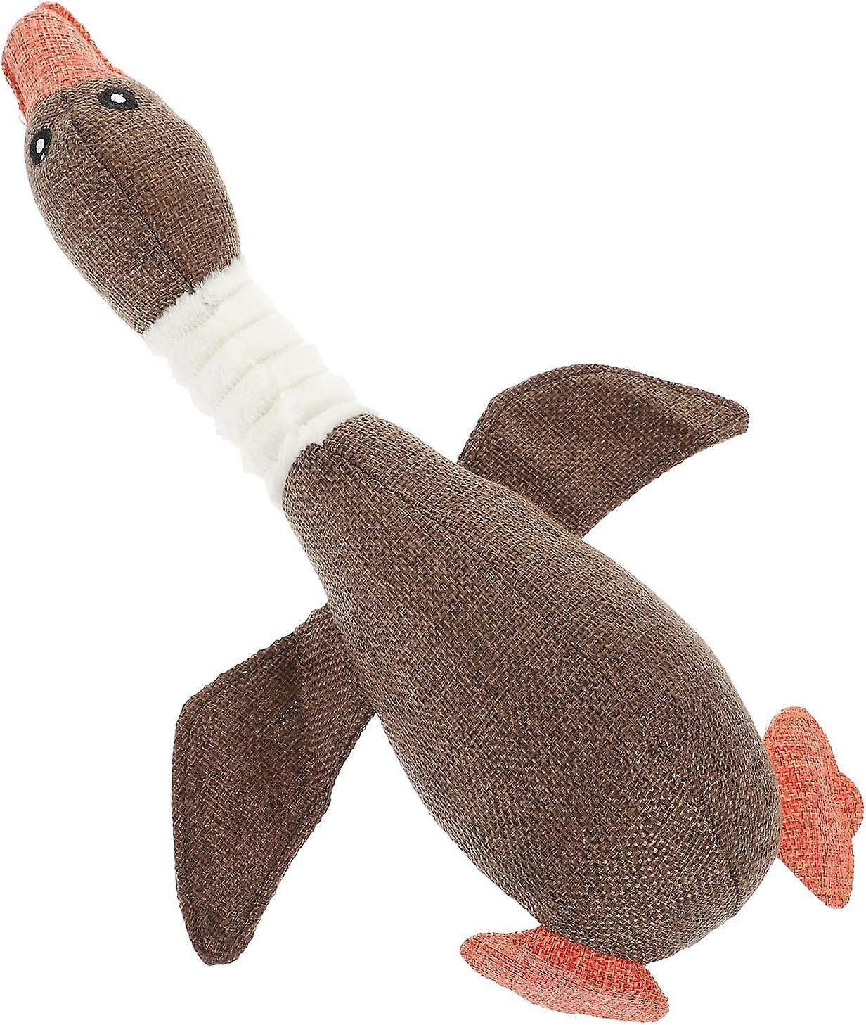 Dog Squeaky Toy Plush Interactive Toy Puppy Chew Toy Stuffed Bird Shaped Teething Toy Pet Accessories - Brown