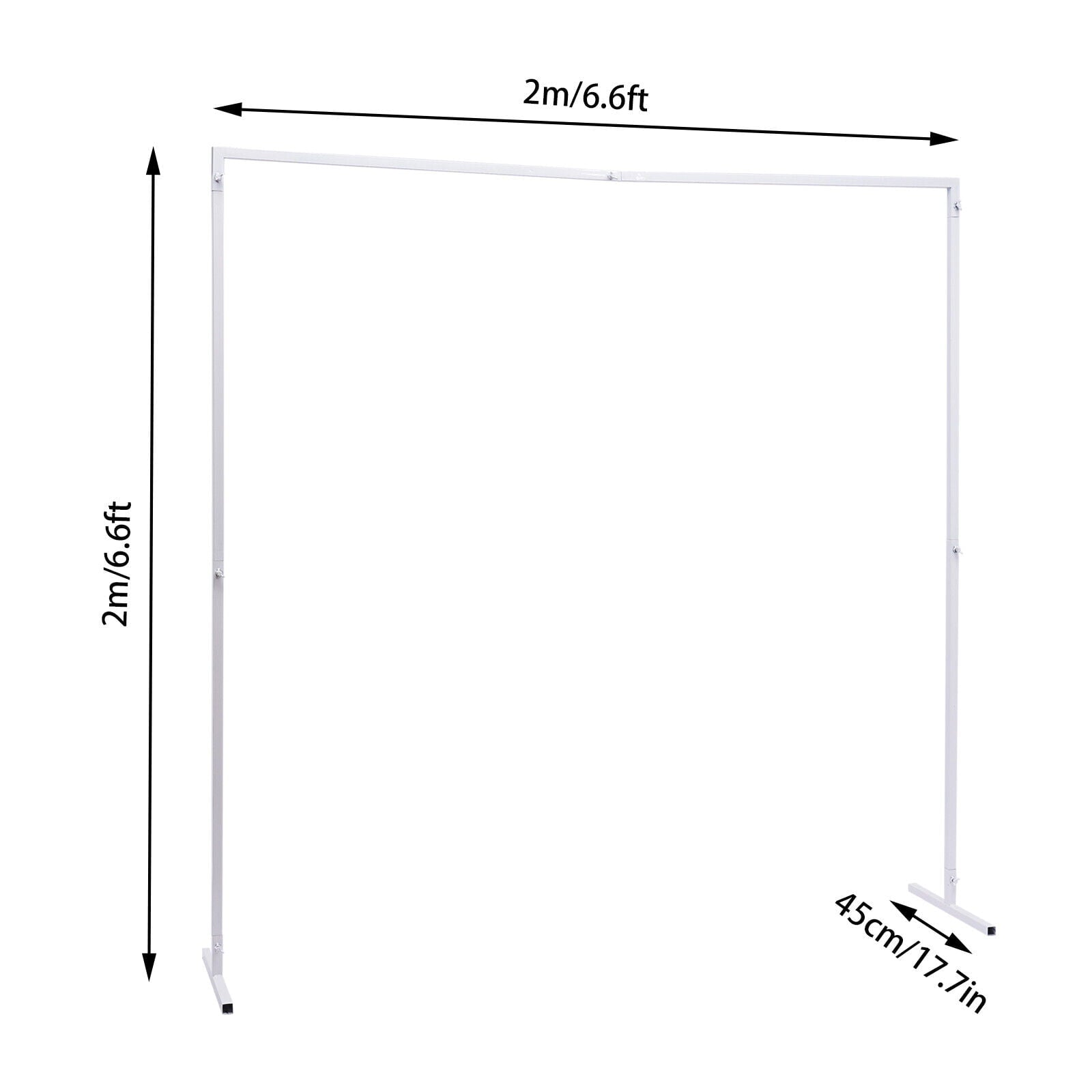 Fichiouy 6.6Ft Square Metal Wedding Arch Stand for Garden Arbor In/Outdoor Party Decora White