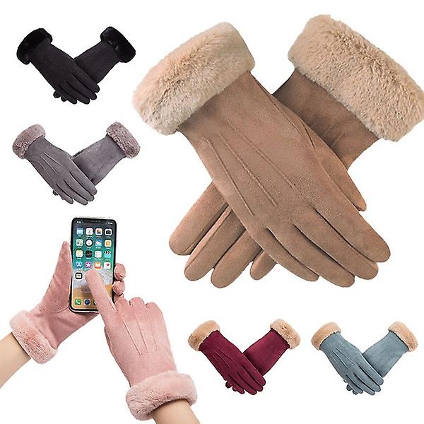 Winter Female Double Thick Plush Fluff Wrist Warm Cashmere Cute Black