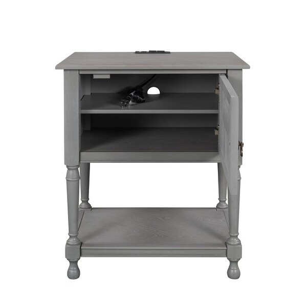 Versatile Nightstand with Two Built-in Shelves Cabinet and an Open Storage - - 34638654