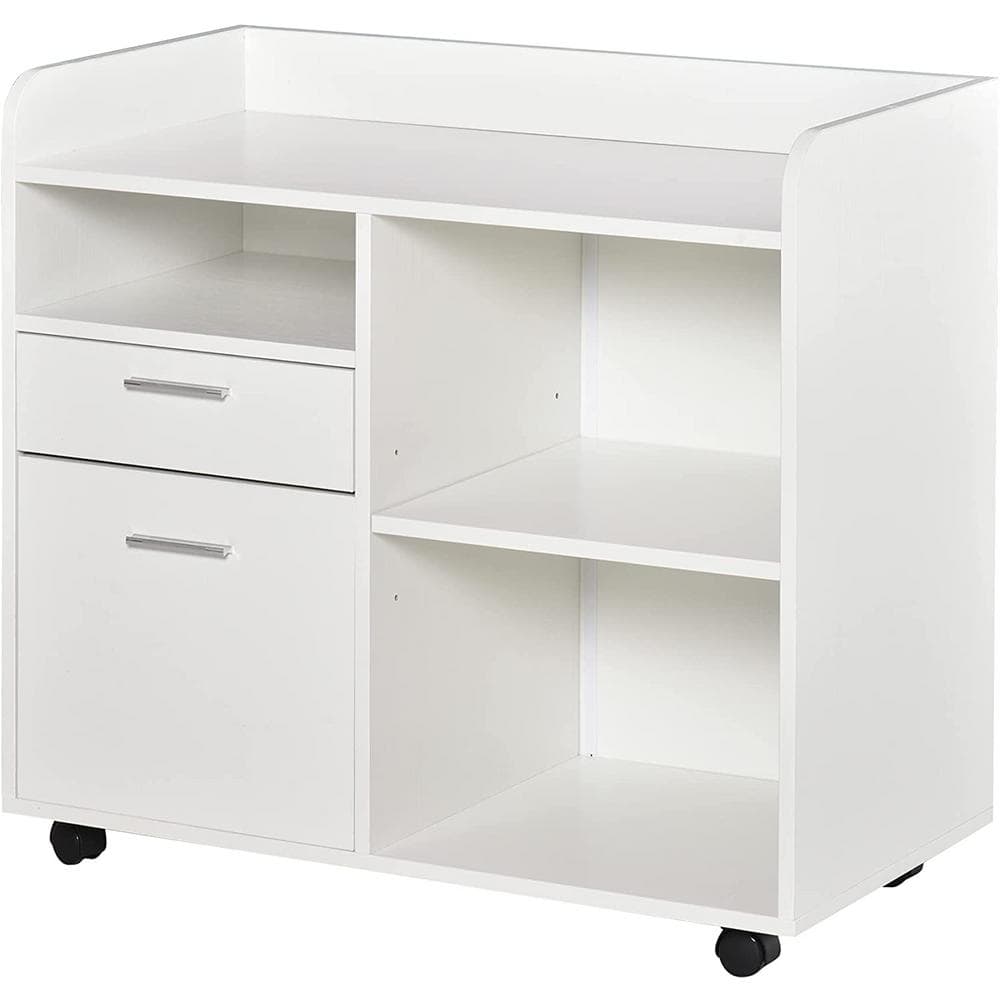 Vinsetto Mobile Filing Cabinet Printer Stand with 2 Drawers, 3 Open Storage Shelves for Home Office Organization, White 924-034V80WT