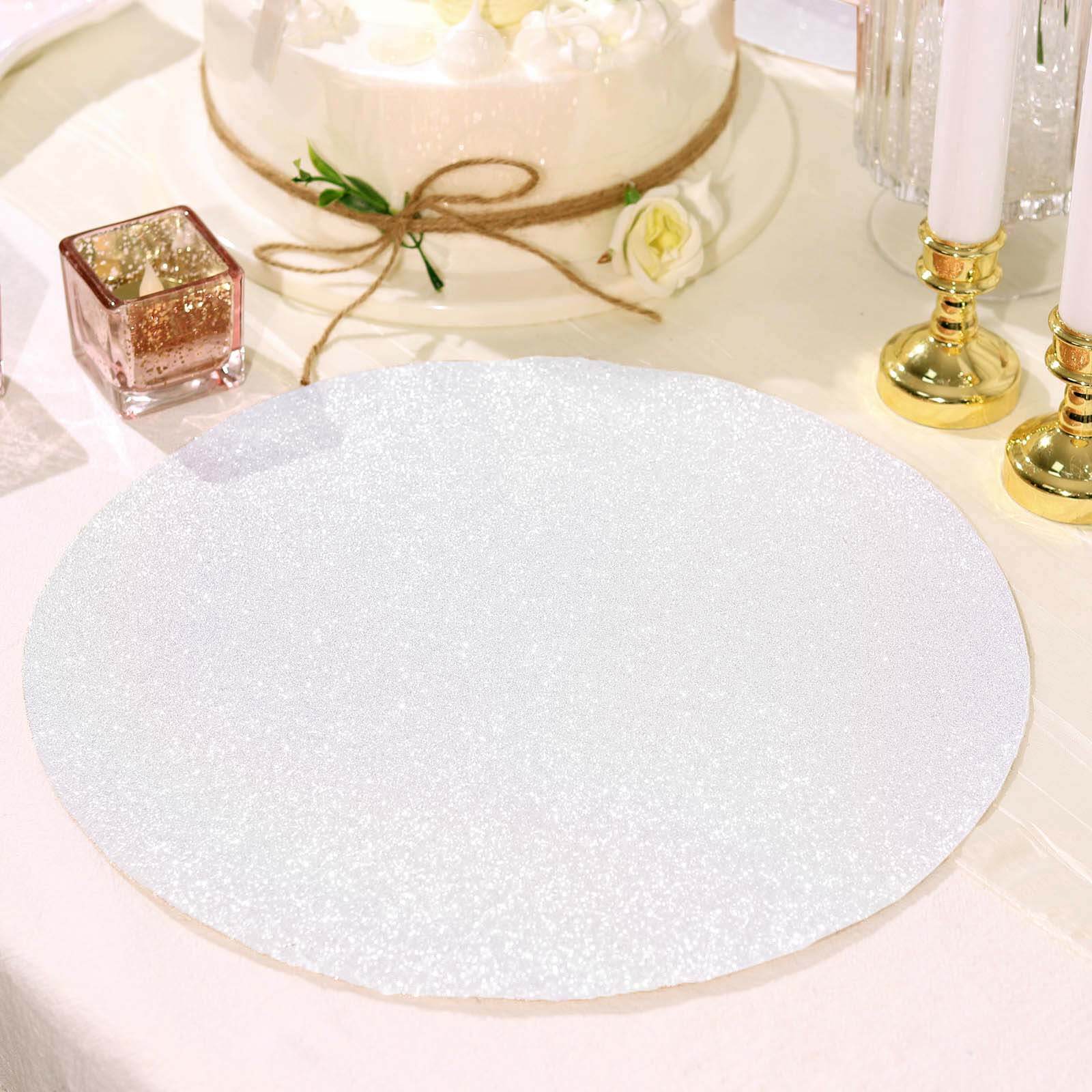 6 Pack Iridescent Sparkle Placemats, Non Slip Decorative Round Glitter Table Mat