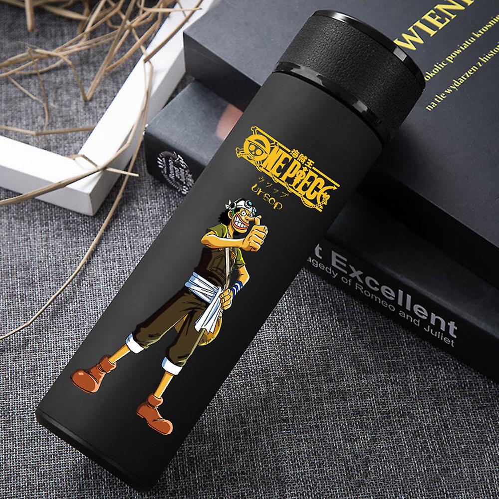 Japan Anime One Piece 304 Stainless Steel Thermos Cup Cartoon Pattern Luffy Roronoa Zoro Action Figure High Capacity Water Cup