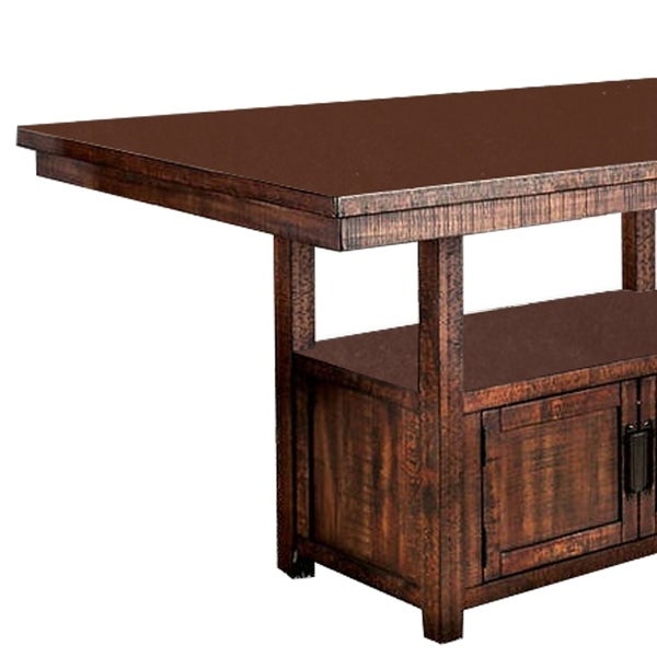 Wooden Dining Table with Additional Storage Space， Brown