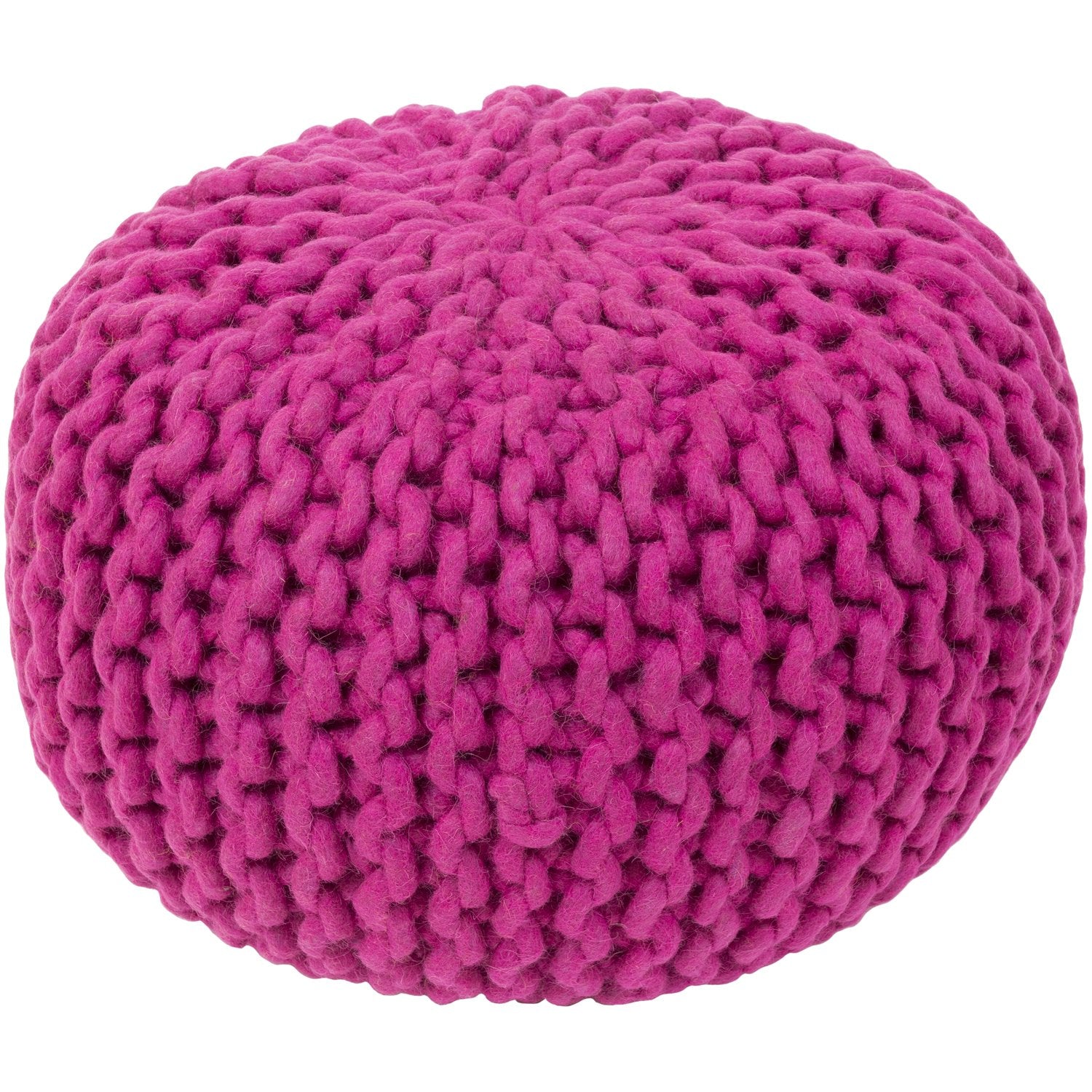 Fargo Wool pouf in Bright Purple color