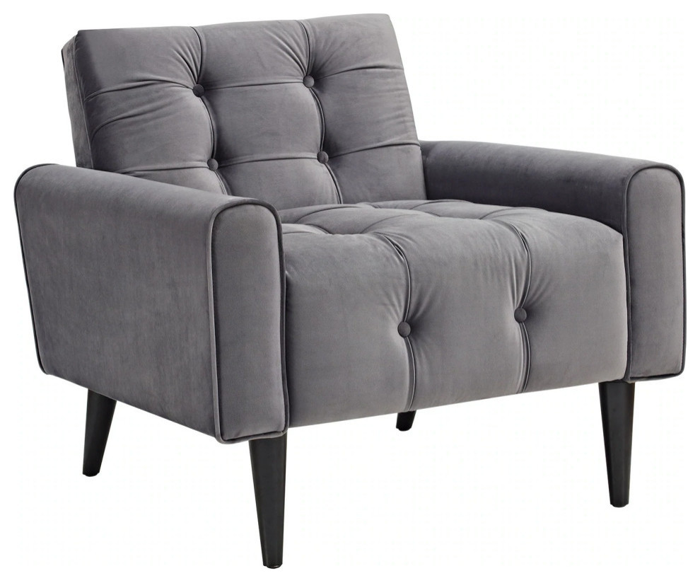 Elliot Gray Performance Velvet Armchair   Midcentury   Armchairs And Accent Chairs   by V.S.D Furniture  Houzz