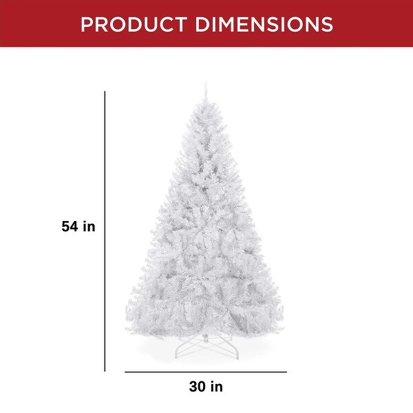 White Artificial Pine Christmas Tree with Tips，Foldable Metal Base