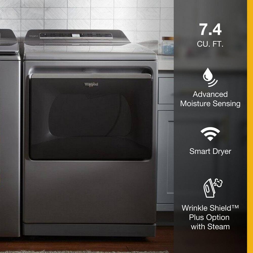 Whirlpool 7.4 cu. ft. Smart Vented Electric Dryer in Chrome Shadow WED8127LC