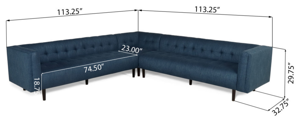 Konnor Fabric Sectional Sofa   Midcentury   Sectional Sofas   by GDFStudio  Houzz