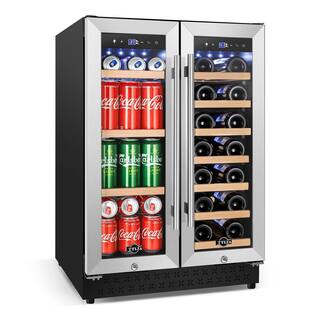 Tylza 24 in. 20-Bottle Wine and 60-Can Beverage Cooler Built-InFreestanding Dual Zone with Childproof Lock and 2-Keys TYBC120-3