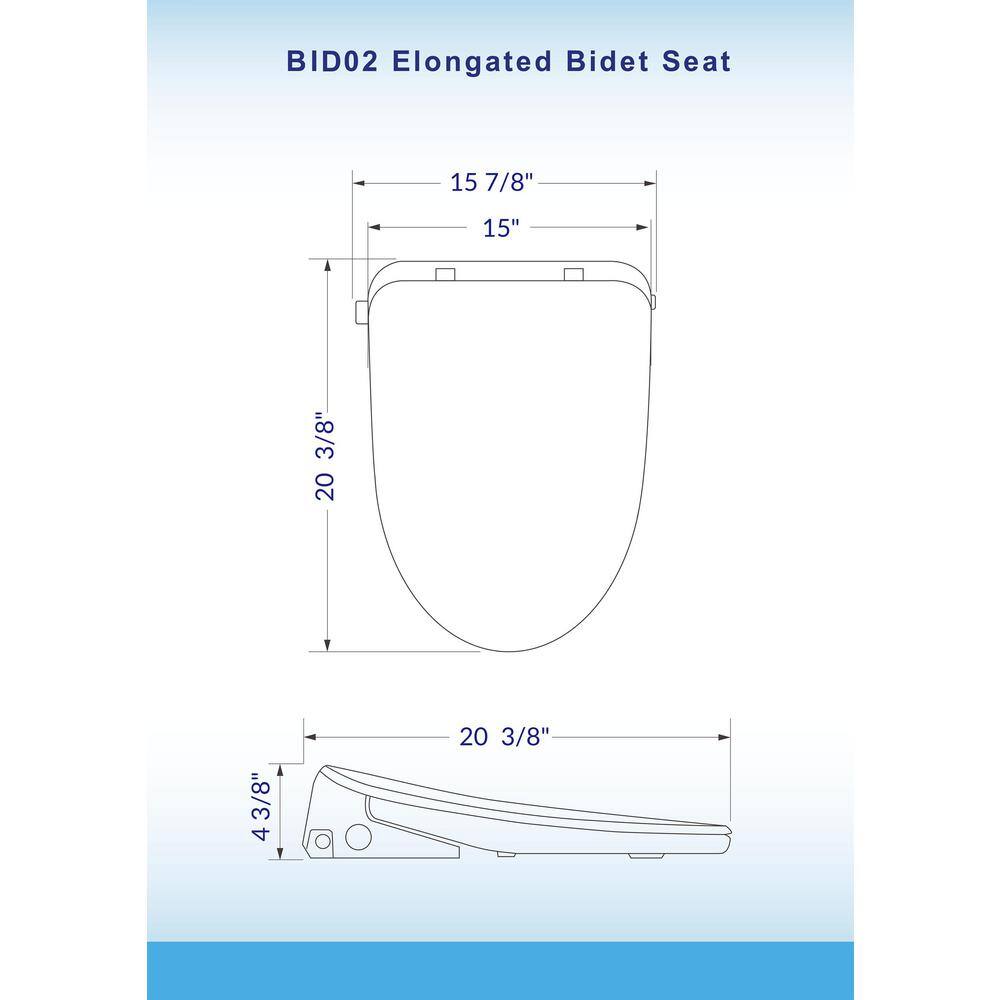 WOODBRIDGE Electric Bidet Seat for Elongated Toilet with Remote Control in White HT0064