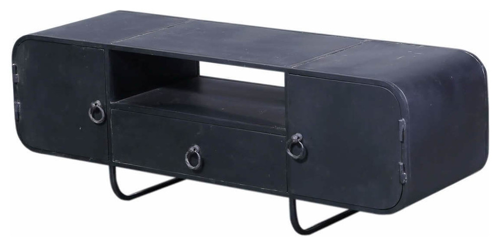 Manvel Industrial Iron TV Stand Media Console   Industrial   Entertainment Centers And Tv Stands   by Sierra Living Concepts Inc  Houzz