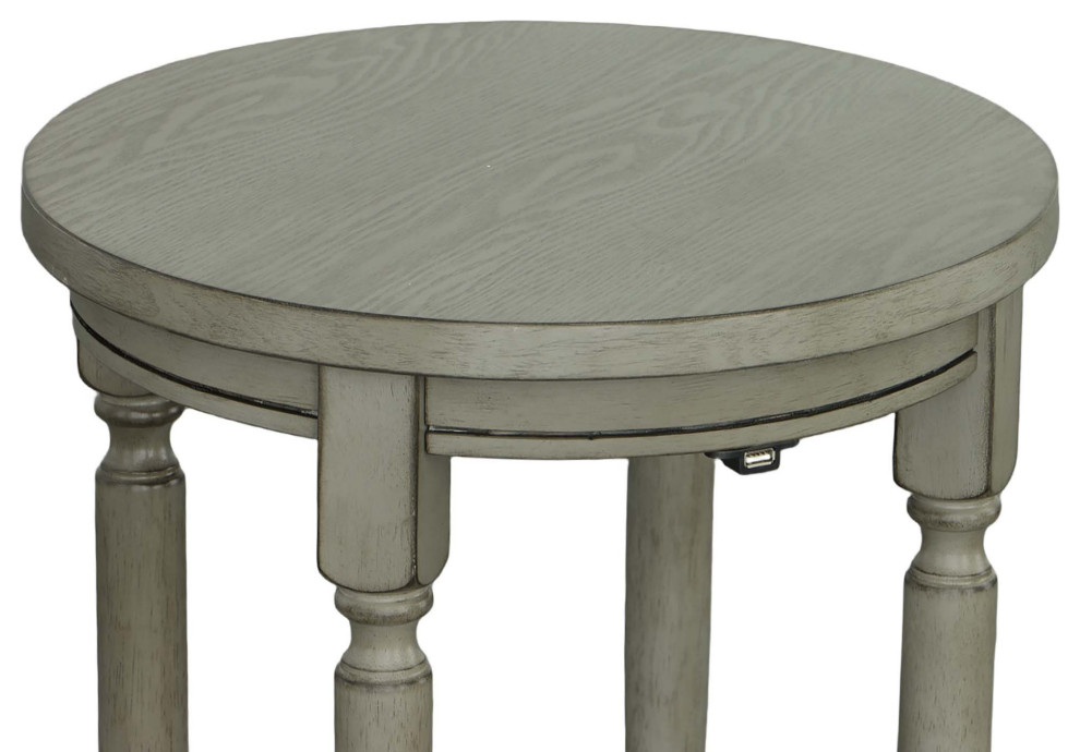 Ella Side Table With USB Port  Ash Gray   Transitional   Side Tables And End Tables   by Progressive Furniture  Houzz