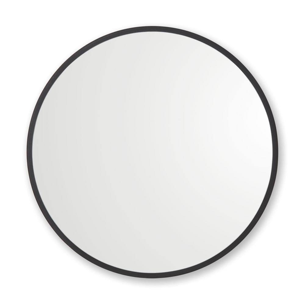 better bevel 24 in. W x 24 in. H Rubber Framed Round Bathroom Vanity Mirror in Black 19002