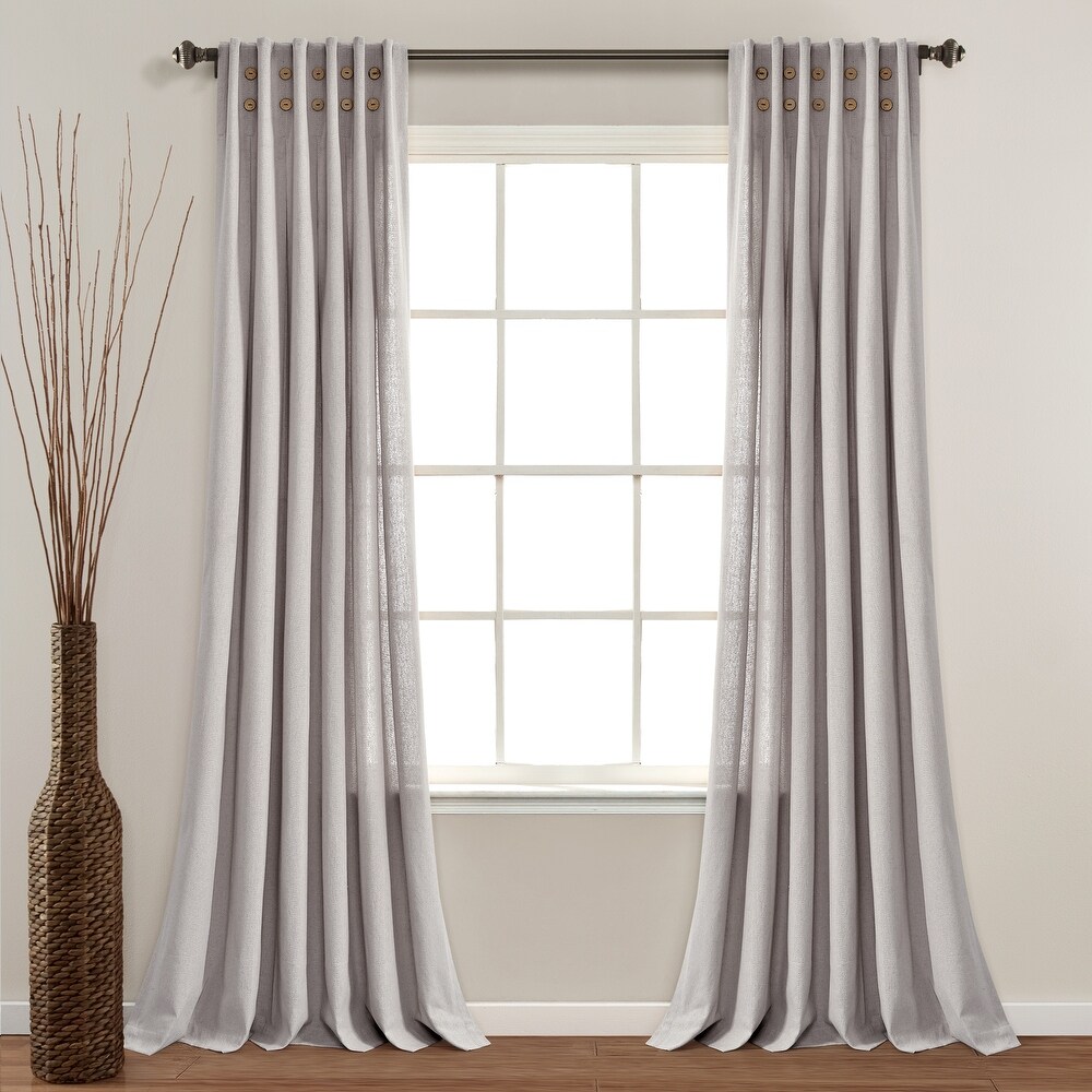 Lush Decor Linen Button Pinched Pleat Window Curtain Single Panel   84\