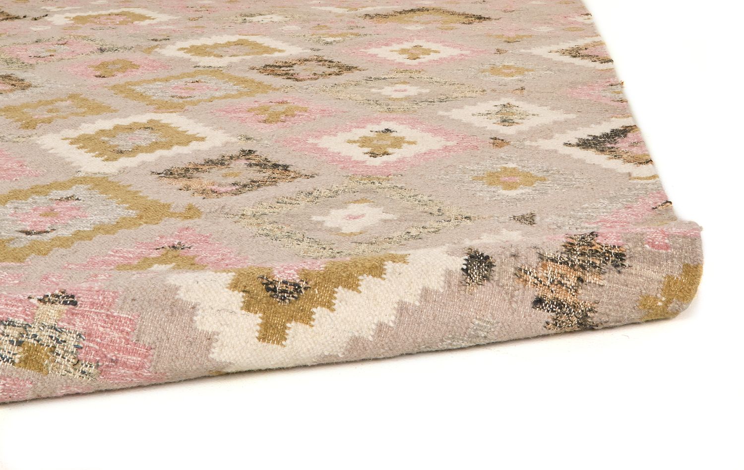 Tralee Flatweave Ivory and Pink Rug by BD Fine