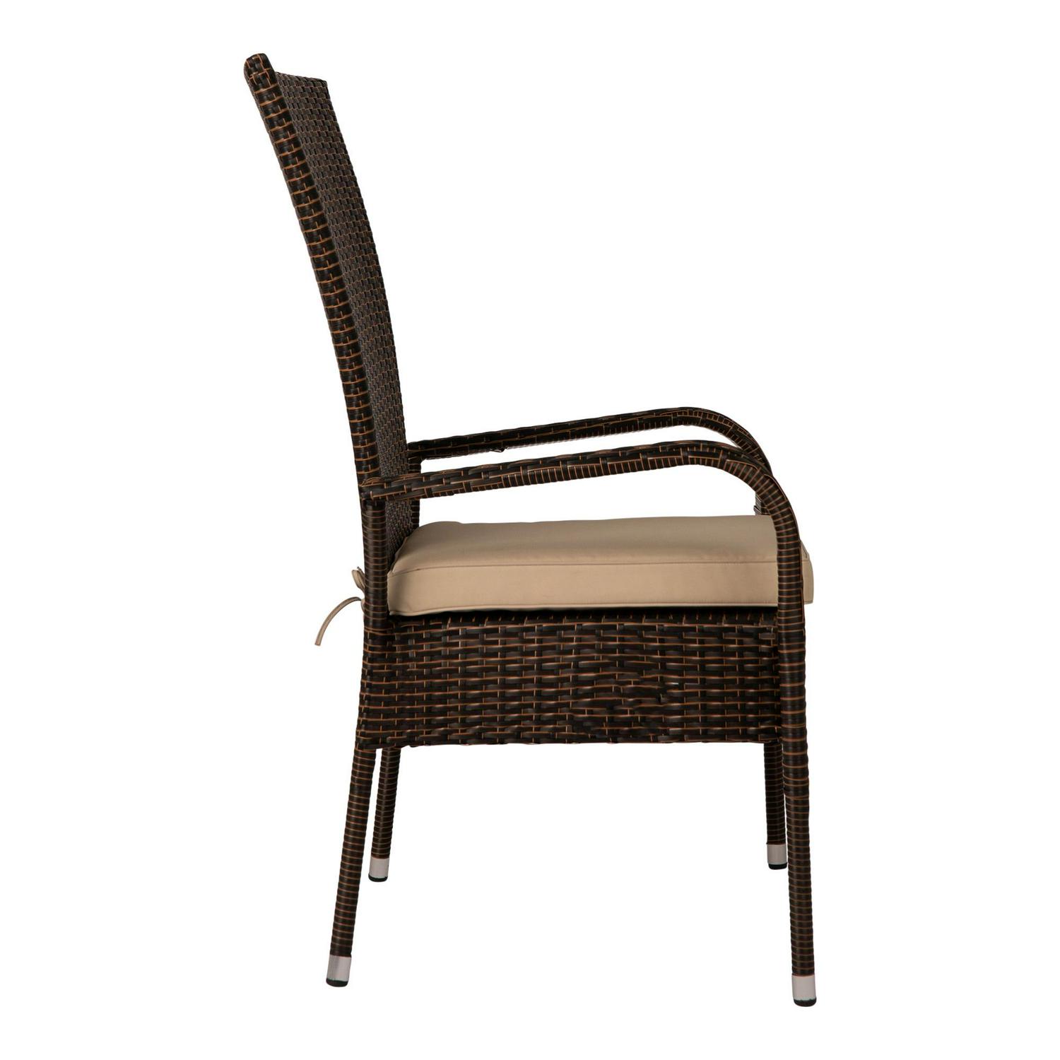 All Weather Wicker Comfort Height Coconino Armchair， Brown Mocha