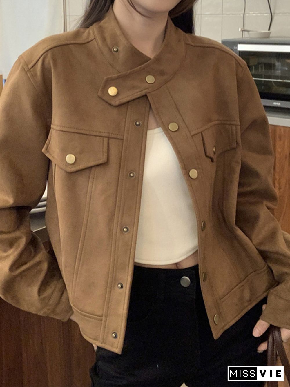 Vintage Brown Breasted Short Jacket