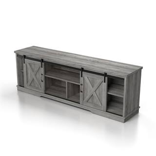 Furniture of America Cheverly 71 in. Vintage Gray Oak TV Stand Fits TV's up to 80 in. with 4 Cable Management FGI-2087C35