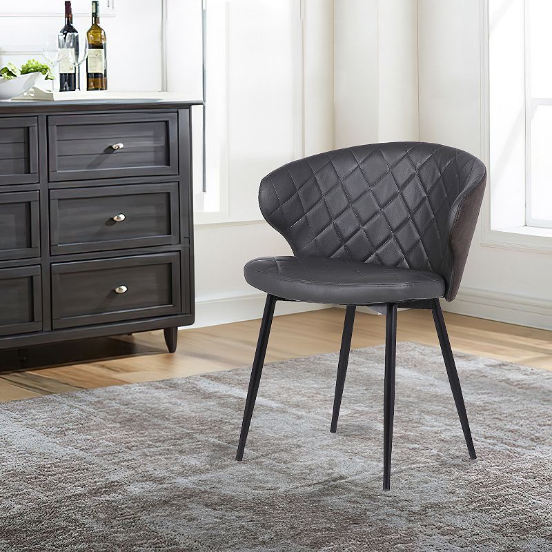 19 Inch Faux Leather Back Contemporary Dining Chair， Gray