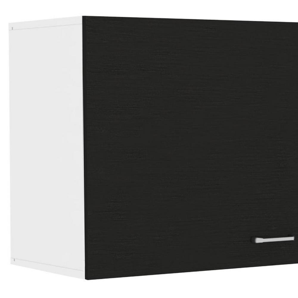 Amucolo 39.37 in. W x 12.6 in. D x 19.29 in. H Black White Wood Assembled Wall Kitchen Cabinet with Double Doors and Shelves YeaD-CYD0-DBJ