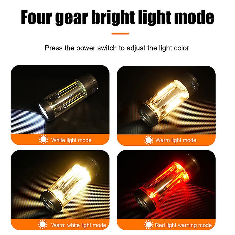 Multifunctional Mini Flashlight Usb Charging Night Safety Warning Light 4 Modes Power For Outdoor Lighting Work Light New