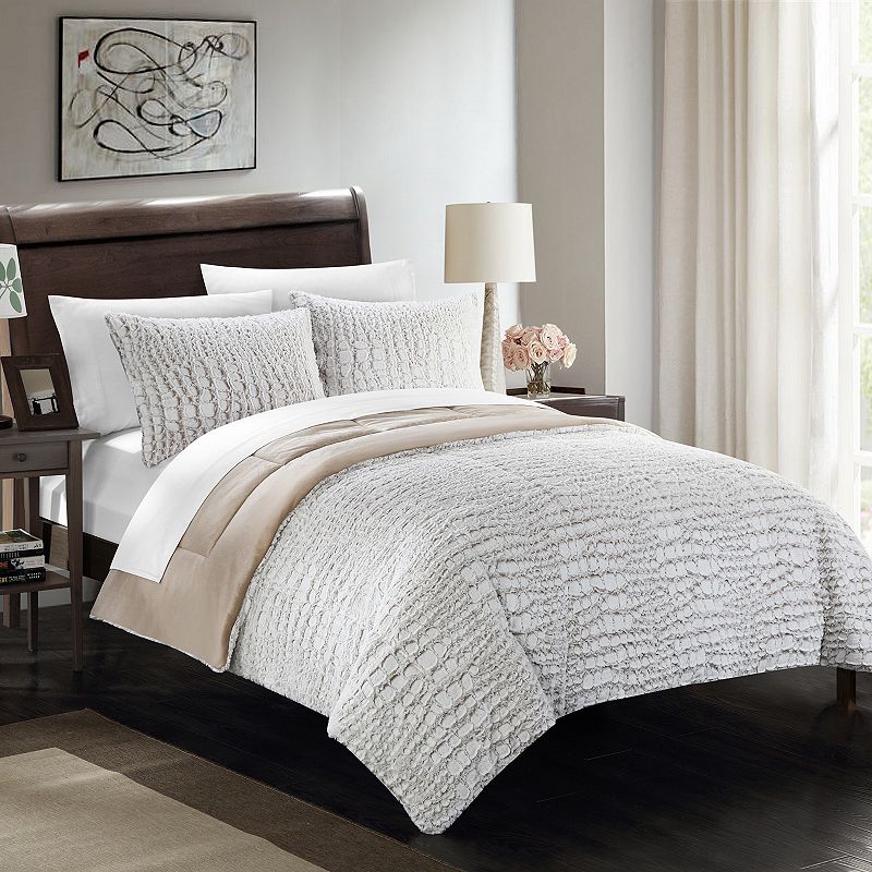 Alligator Faux Fur 3-piece Queen Comforter Set