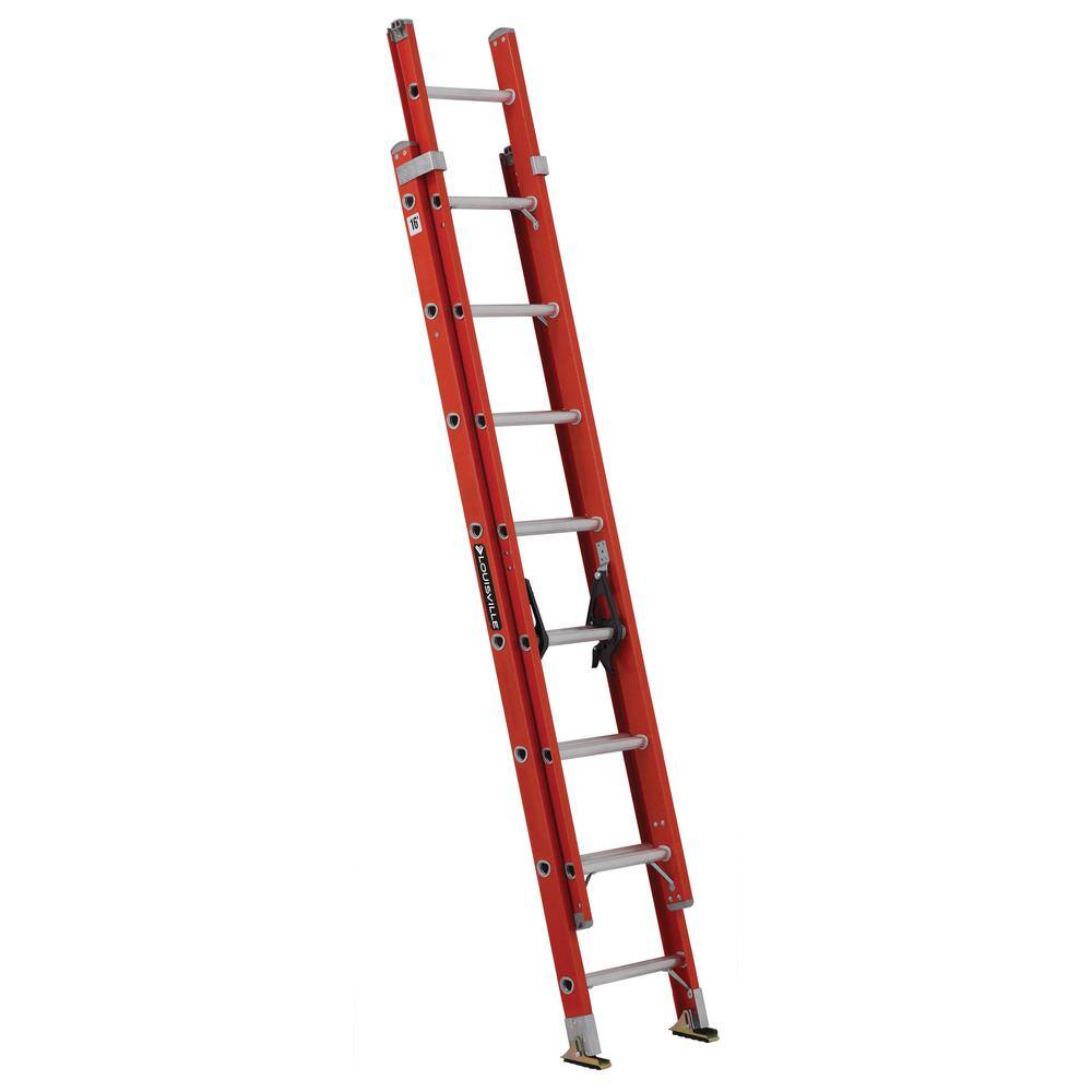 Louisville Ladder 16 ft. Fiberglass Extension Ladder with 300 lbs. Load Capacity Type 1A Duty Rating FE3216