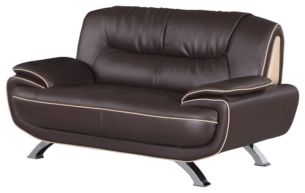 esio Contemporary Premium Leather Match Loveseat   Contemporary   Loveseats   by Luxuriant Furniture  Houzz