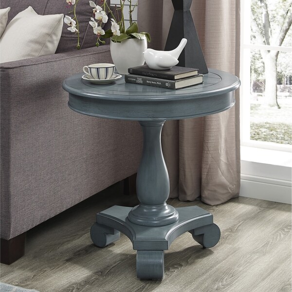 Copper Grove Sierra Round Wood Pedestal Side Table