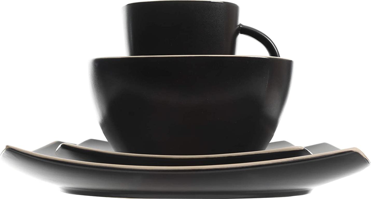 Gibson Home Soho Lounge Square 16 Pieces Dinnerware Set Matte Black  Crowdfused