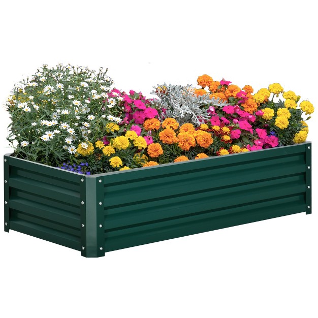 Outsunny 4' X 2' X 1' Galvanized Raised Garden Bed Planter Raised Bed With Steel Frame For Vegetables， Flowers， Plants And Herbs