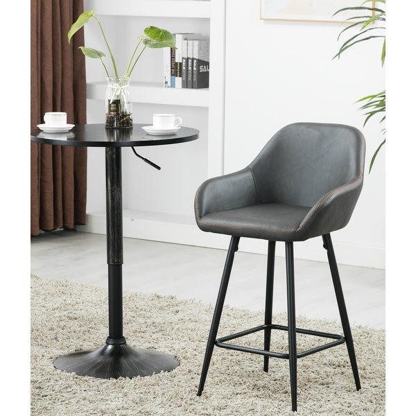 Bucket Upholstered Dark Accent Barstool Chair (Set of 2)