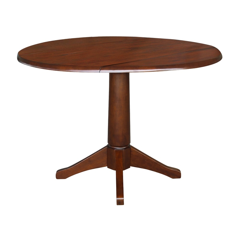 42 in. Round Top Dual Drop Leaf Pedestal Dining Table