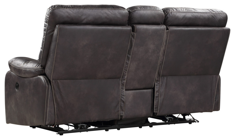 Kimberly Reclining Loveseat  Dark Graphite   Contemporary   Loveseats   by Lorino Home  Houzz
