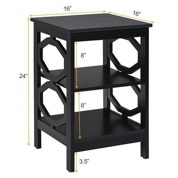 Costway 3-tier Nightstand Sofa Side End Accent Table Storage Display - - 36902713