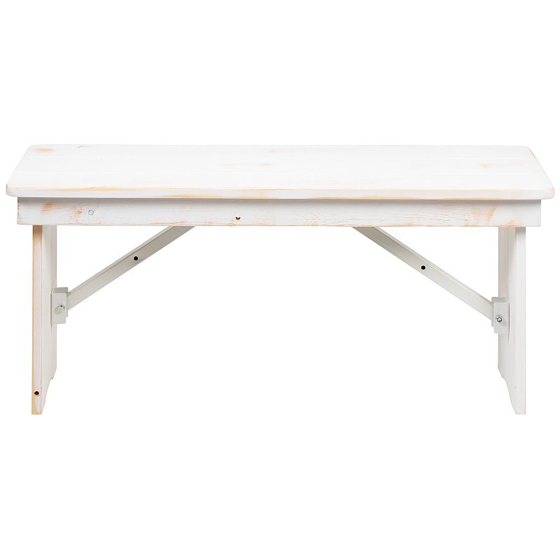 Flash Furniture Distressed White Folding Farmhouse Bench