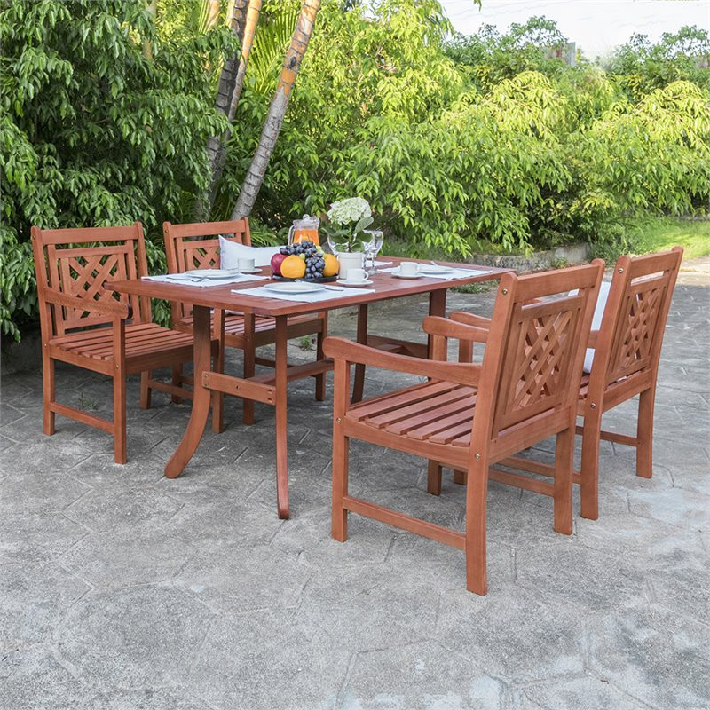 Vifah Malibu 5 Piece Curve Base Patio Dining Set in Natural   Transitional   Outdoor Dining Sets   by Homesquare  Houzz