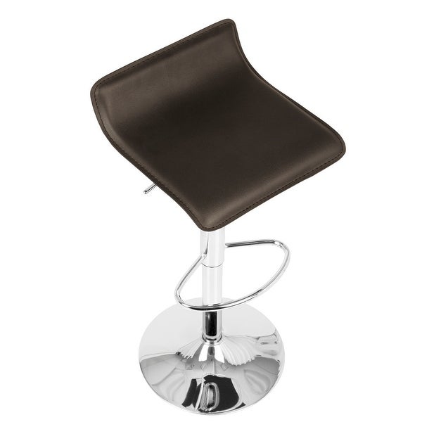 Lumisource Ale Contemporary Adjustable Barstool in Brown PU Leather - Set of 2 - 16