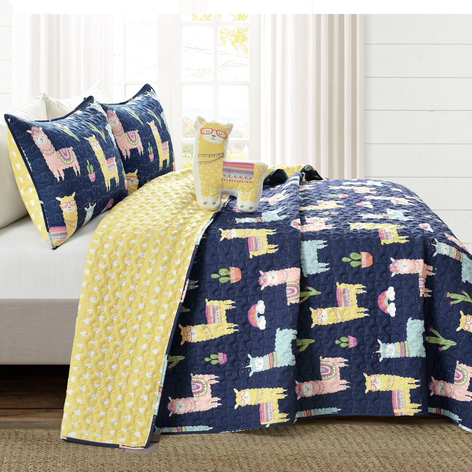 Southwest Llama Cactus Reversible Quilt Set