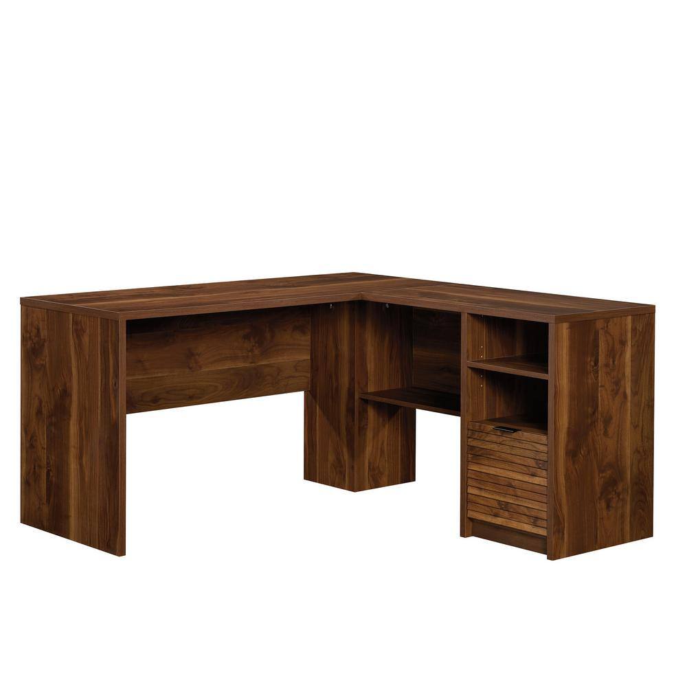 SAUDER 59 in. L-Shaped Grand Walnut 1 Drawer Secretary Desks with File Storage 426509