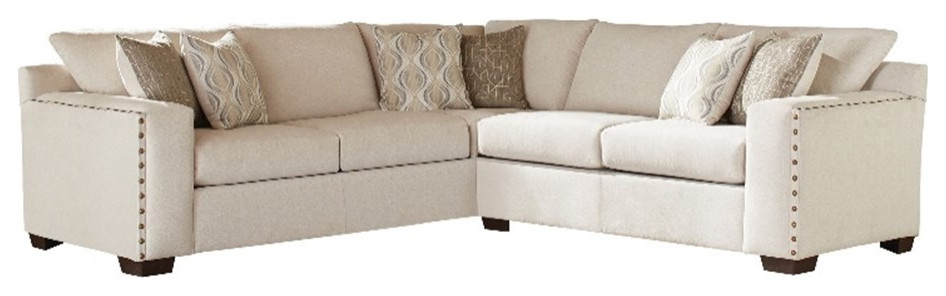 Coaster Aria Chenille Corner Sectional in Beige and Cappuccino   Transitional   Sectional Sofas   by Homesquare  Houzz