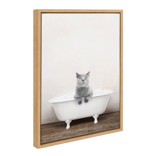 X 24 quot Sylvie Cat In Rustic Bath Framed Canvas By Amy Peterson Natural Kate amp Laurel All Things Decor