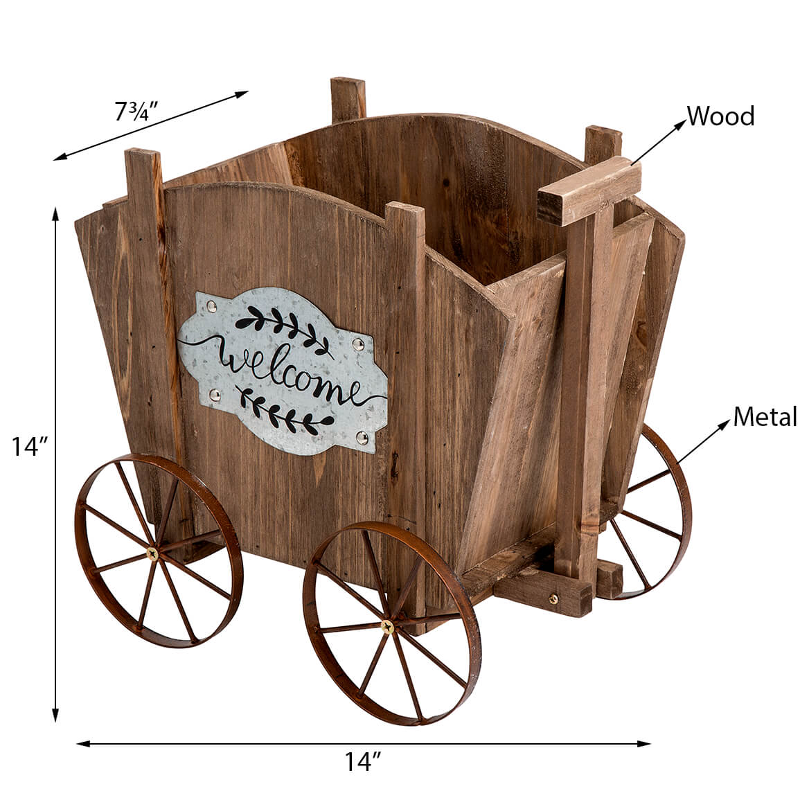 Welcome Wagon Wooden Planter Box, Amish Wagon Decorative Indoor/Outdoor Planter