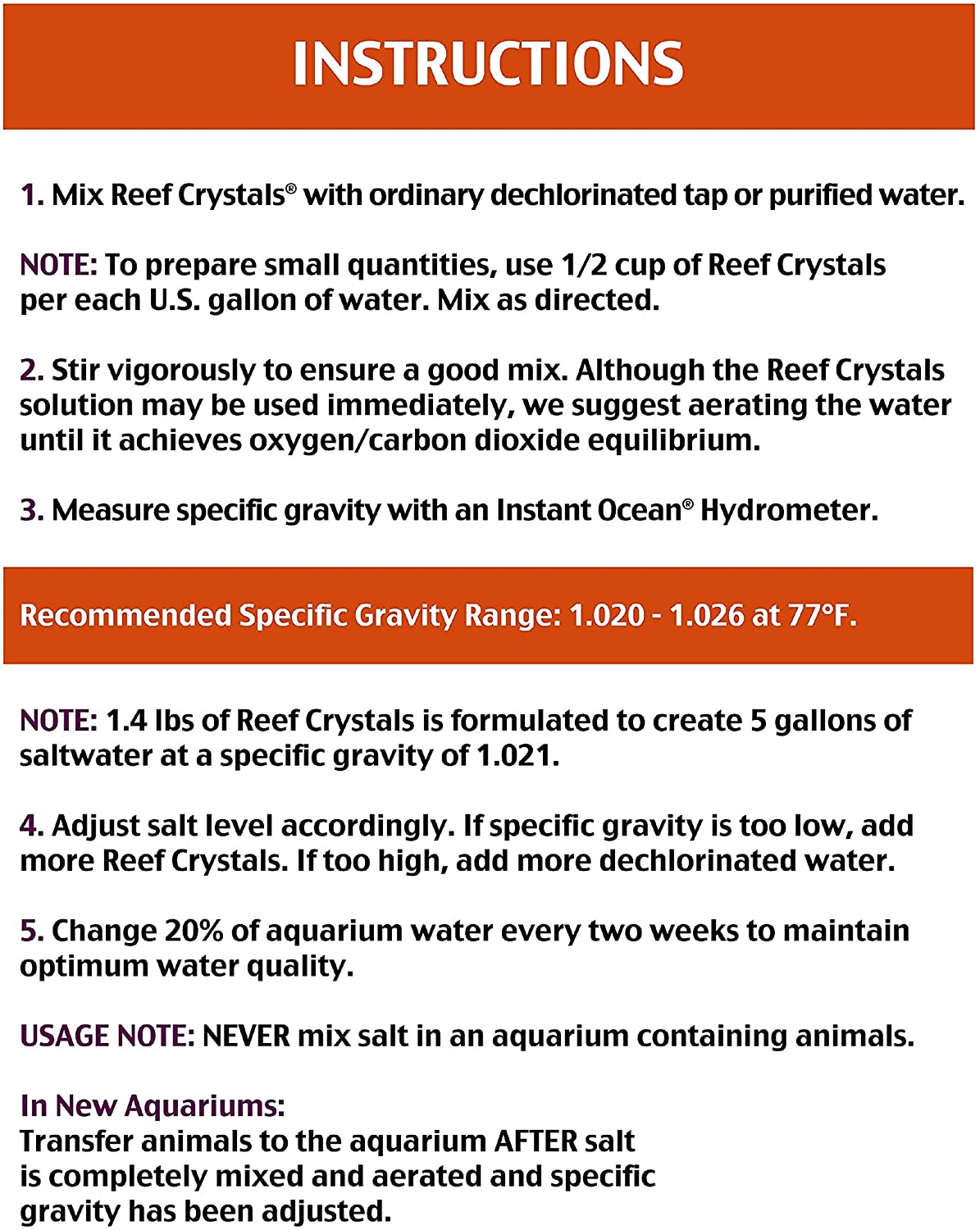 Instant Ocean Reef Crystals Reef Salt， Formulated Specifically for Reef Aquariums 160-Gallon